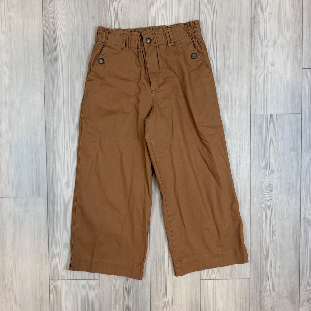 Democracy Brown Wide Leg Crop Pants Elastic Paperbag Waist Size 12 BNB198YXX2